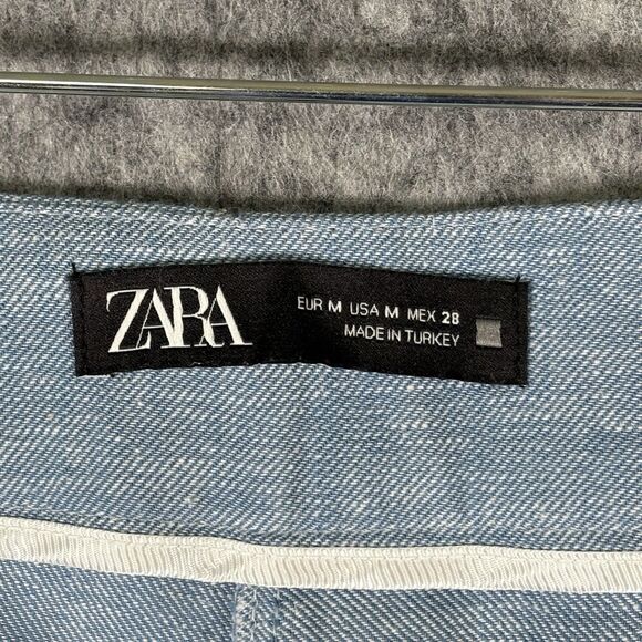 Zara Linen Cotton Blend Flat Front Chinos Pants Trousers Tapered Leg Med Hi Rise - Picture 8 of 13